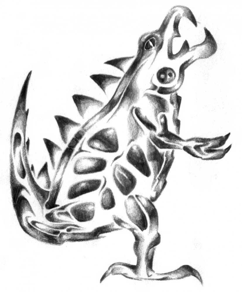 Tribal Dinosaur Creature by Kulik — canvas wall art