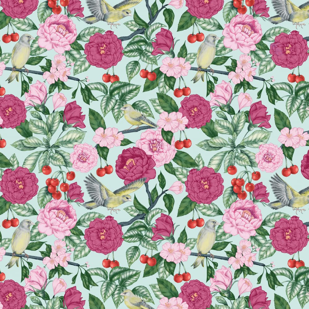 Sweet Floral Canaries by Julie Lesouef — canvas wall art
