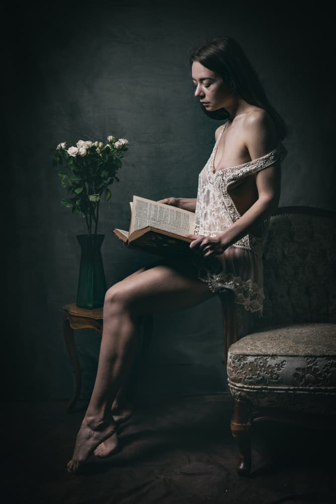 Quiet Lace Reading by Christian Kurz — canvas wall art
