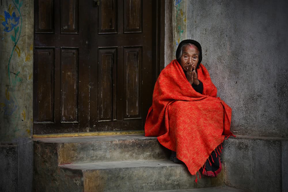 Quiet Dignity Red Blanket by Irene Perovich — canvas wall art
