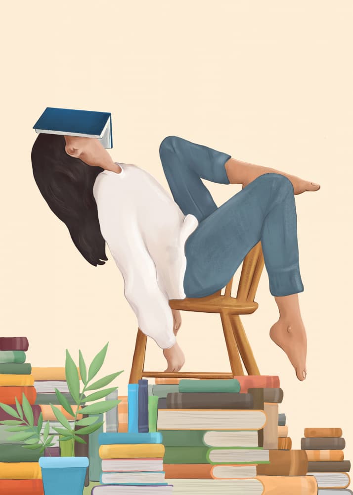 Relaxing With Books by Flow Line — canvas wall art