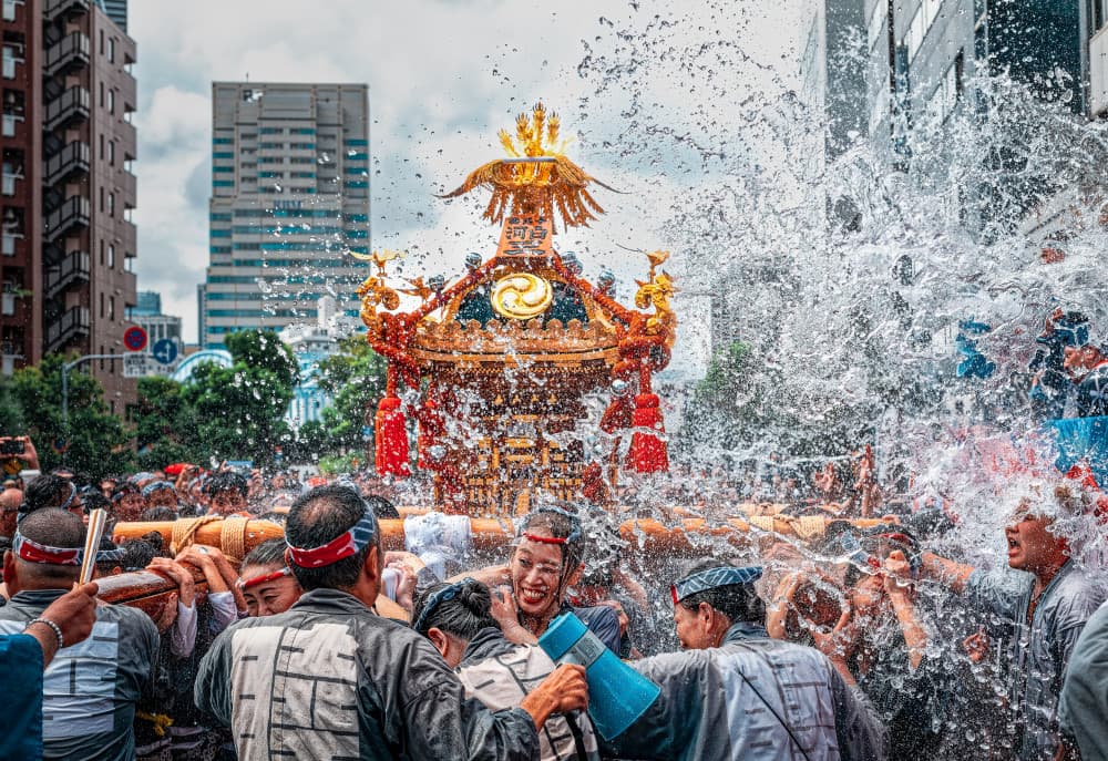 Japanese Festival Splash by Yuzo Fujii — canvas wall art