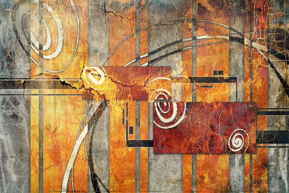 Orange Abstract Spirals by Rafal Kulik — canvas wall art