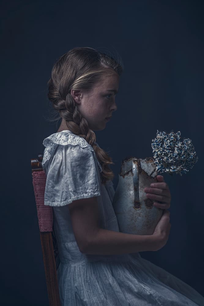 Pensive Girl With Jug by Ewa Cwikla — canvas wall art