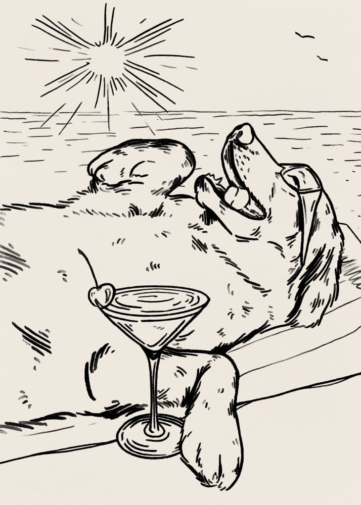 Relaxing Beach Dog by Tara Royle — canvas wall art