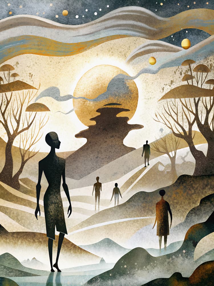 Celestial Path Figures by Miguel Bruzual — canvas wall art