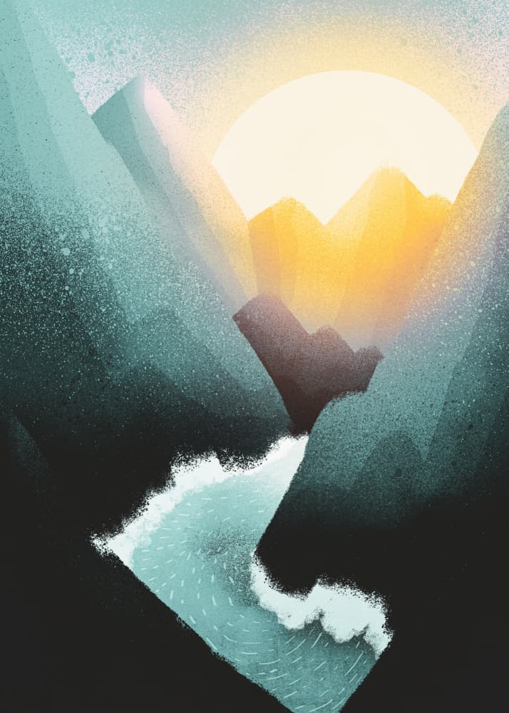 Sunrise Mountain River by Stephen Wade — canvas wall art