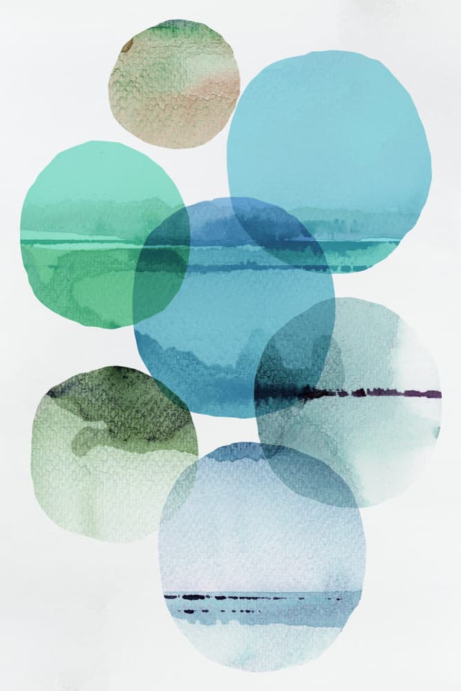 Watercolor Horizon Circles by cartissi — canvas wall art