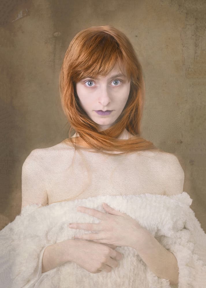 Redhead Wrapped in White by Joanna Ras — canvas wall art
