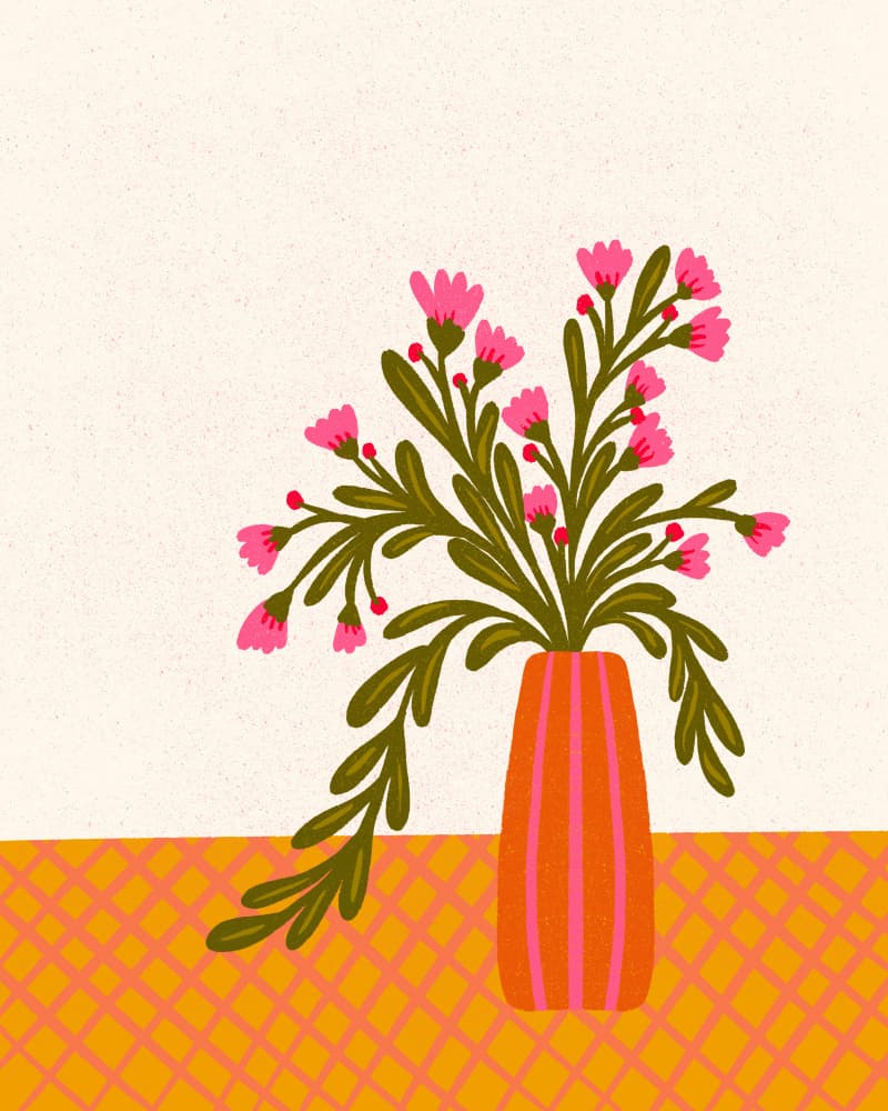 Vibrant Flowers Orange Vase by Angela Minca — canvas wall art
