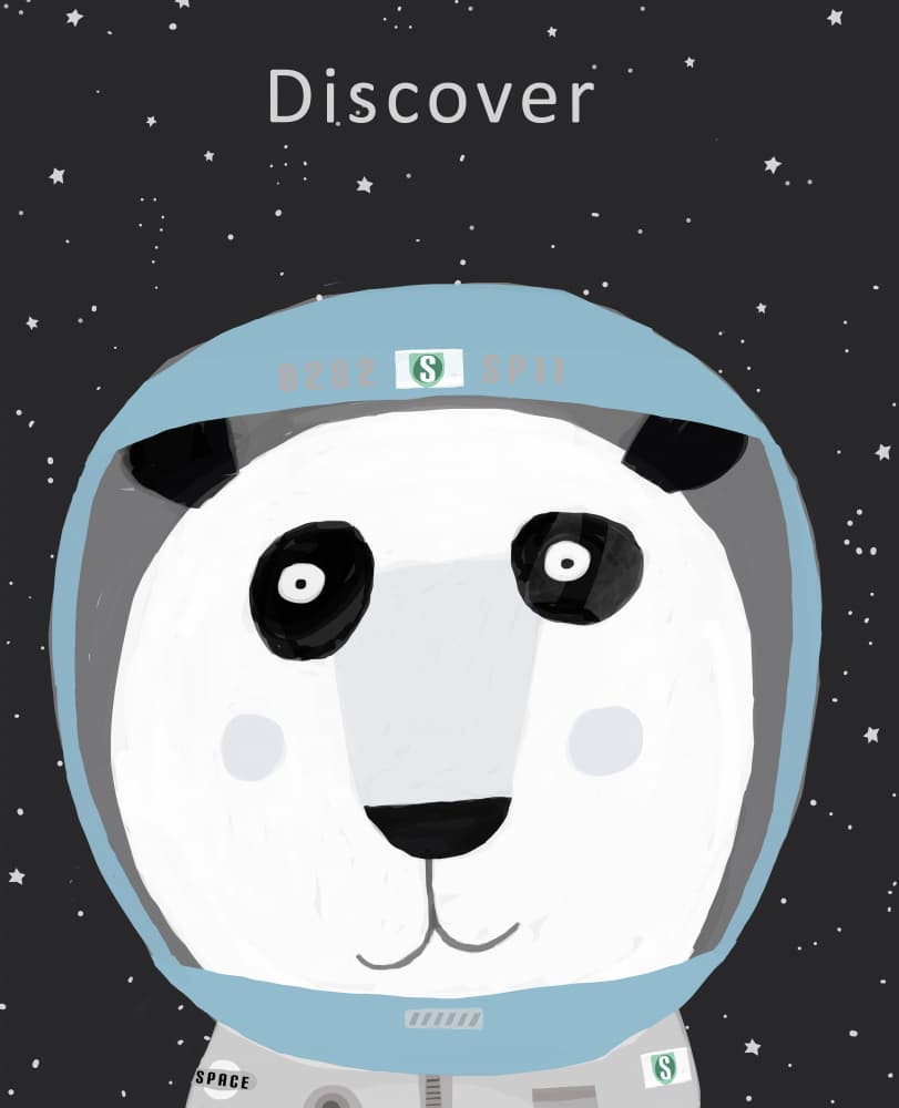 Panda Astronaut Adventure by Carla Daly — canvas wall art