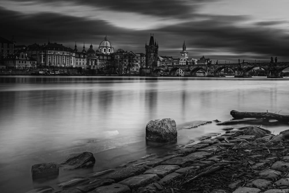 Moody Charles Bridge Prague by Eiji Yamamoto — canvas wall art