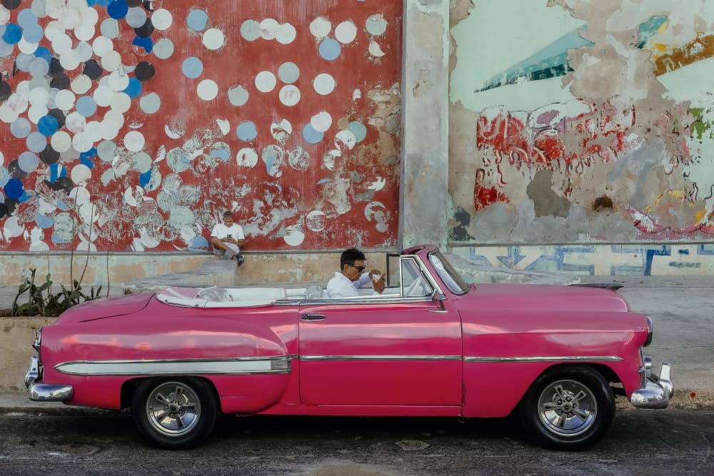 Havana Pink Convertible by Andy Bauer — canvas wall art