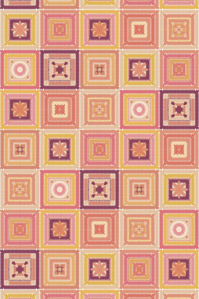 Warm Bohemian Patchwork by Rosana Laiz Blursbyai — canvas wall art