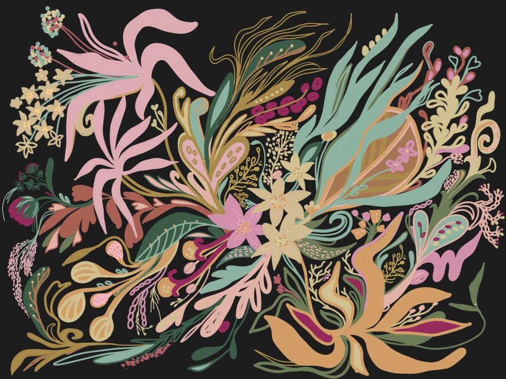 Exotic Midnight Garden by Josie George — canvas wall art