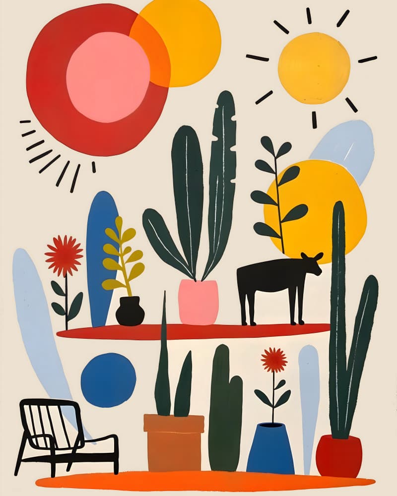 Sunny Plant Shelf by Uma Gokhale — canvas wall art
