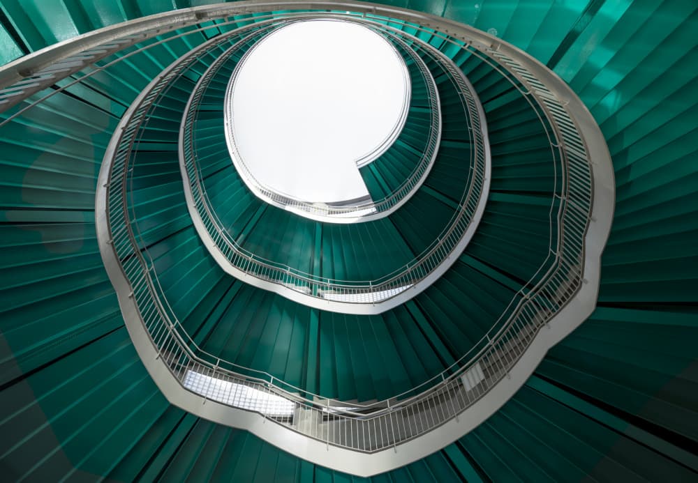 Green Spiral Staircase by Tomoshi Hara — canvas wall art