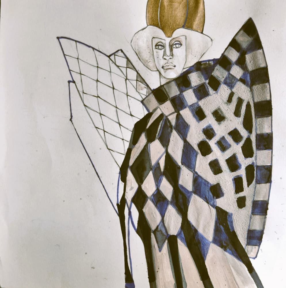 Harlequin Fashion Portrait by Doris Schmitz — canvas wall art