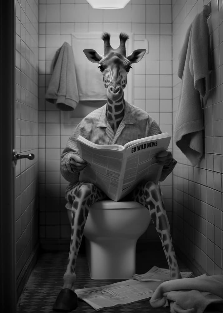 Giraffe Reads Go Wild News by Andreas Magnusson — canvas wall art