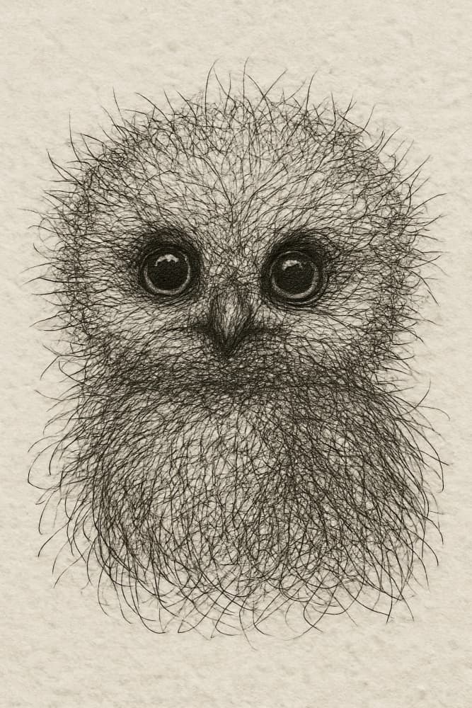 Cute Fluffy Baby Owl by Natalie Bruns — canvas wall art