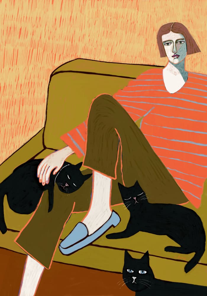 Relaxing with Black Cats by Sharyn Bursic — canvas wall art
