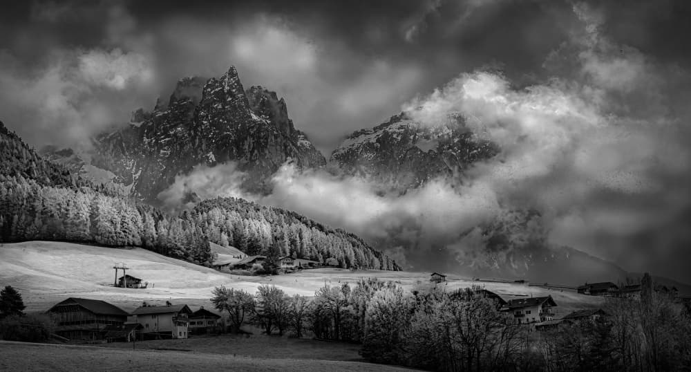 Misty Alpine Village by Kenneth-Wei Zeng — canvas wall art