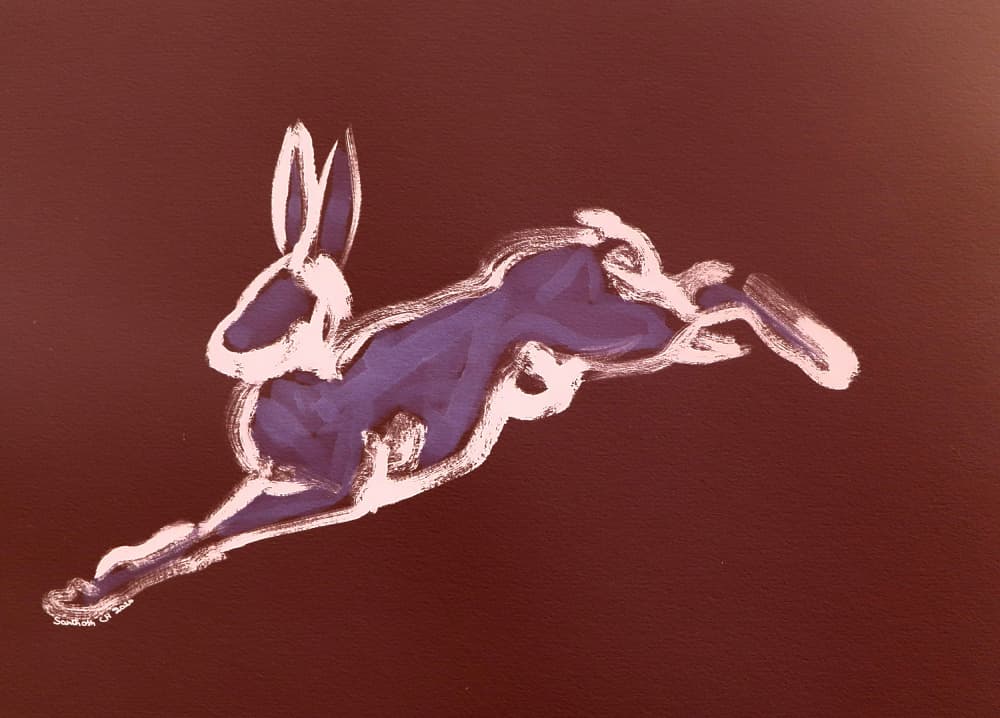 Leaping Blue Rabbit by Santhosh ch — canvas wall art