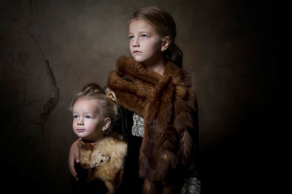 Sisters In Vintage Fur by Carola Kayen-Mouthaan — canvas wall art