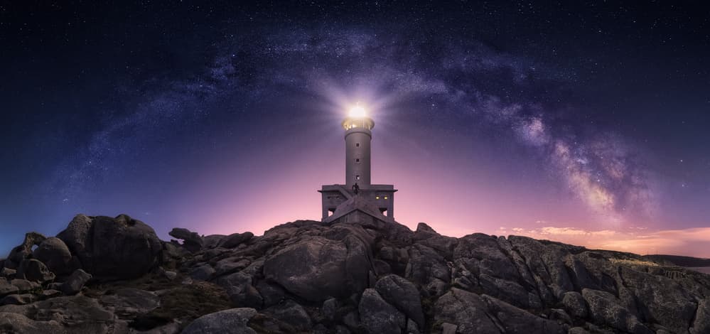 Milky Way Lighthouse by Carlos F. Turienzo — canvas wall art