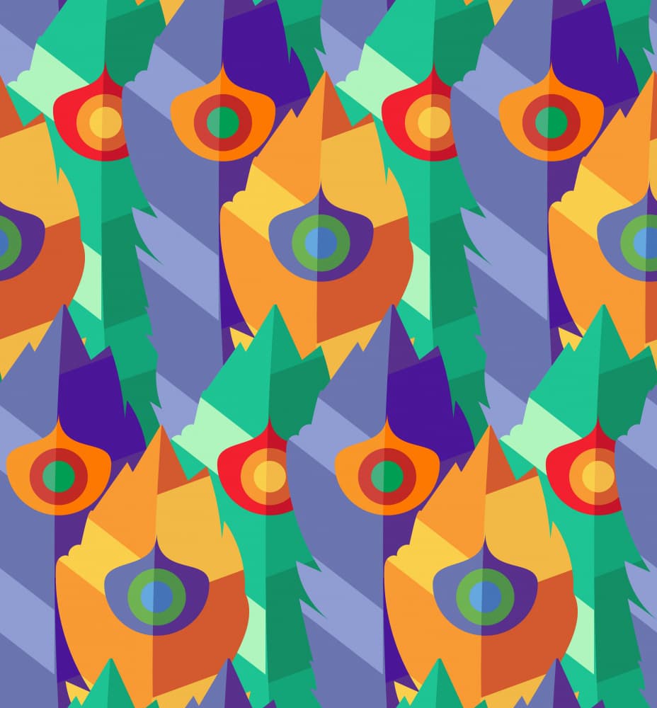 Vibrant Geometric Feathers by Marika Barsrsind β canvas wall art