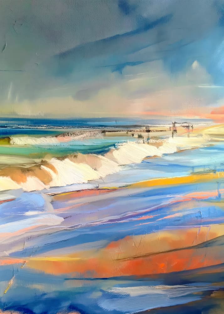 Vibrant Coastal Sunset by Justyna Jaszke — canvas wall art