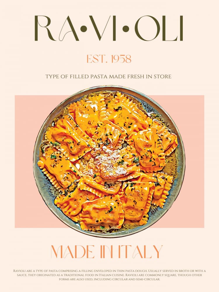 Fresh Italian Ravioli by Nazma Khokhar — canvas wall art