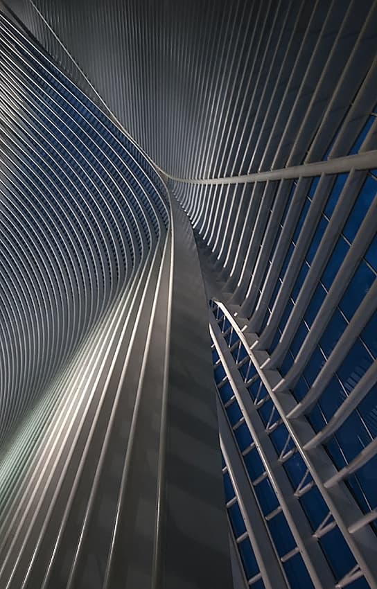 Sleek Blue Architecture by Jef Van den Houte — canvas wall art