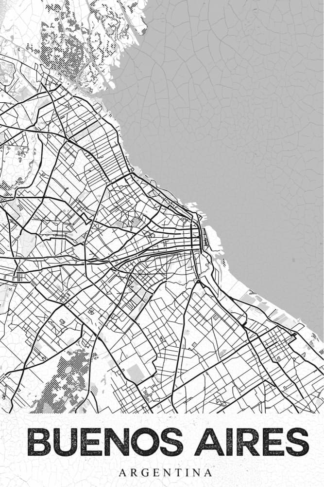Buenos Aires City Map by StudioSix — canvas wall art