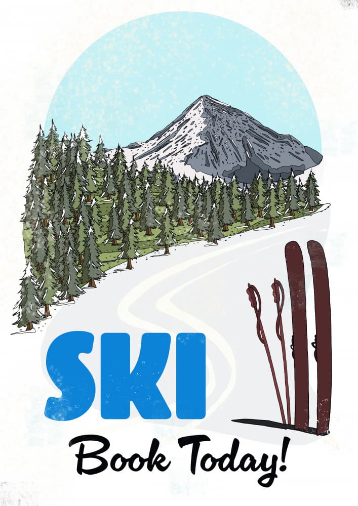 Snowy Mountain Skiing by Nicholas — canvas wall art