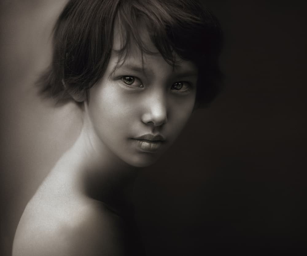 Thoughtful Girl Portrait by Svetlana Melik-Nubarova — canvas wall art