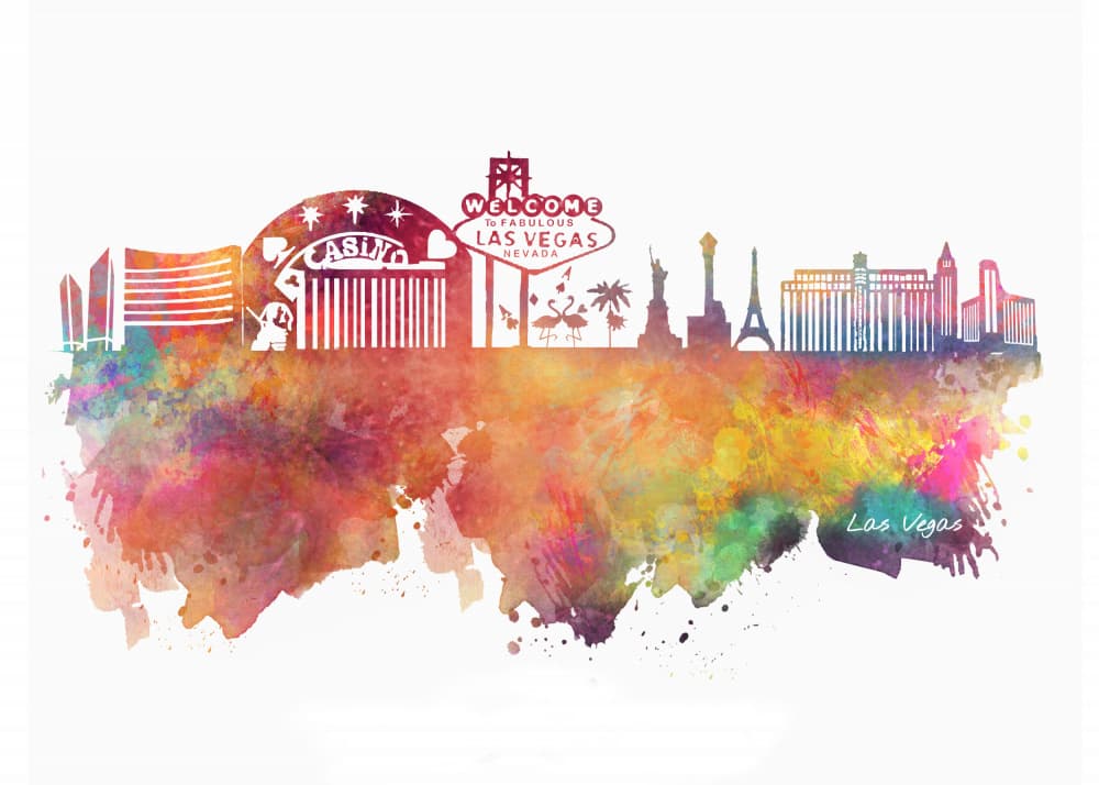 Vibrant Las Vegas Skyline by Justyna Jaszke — canvas wall art