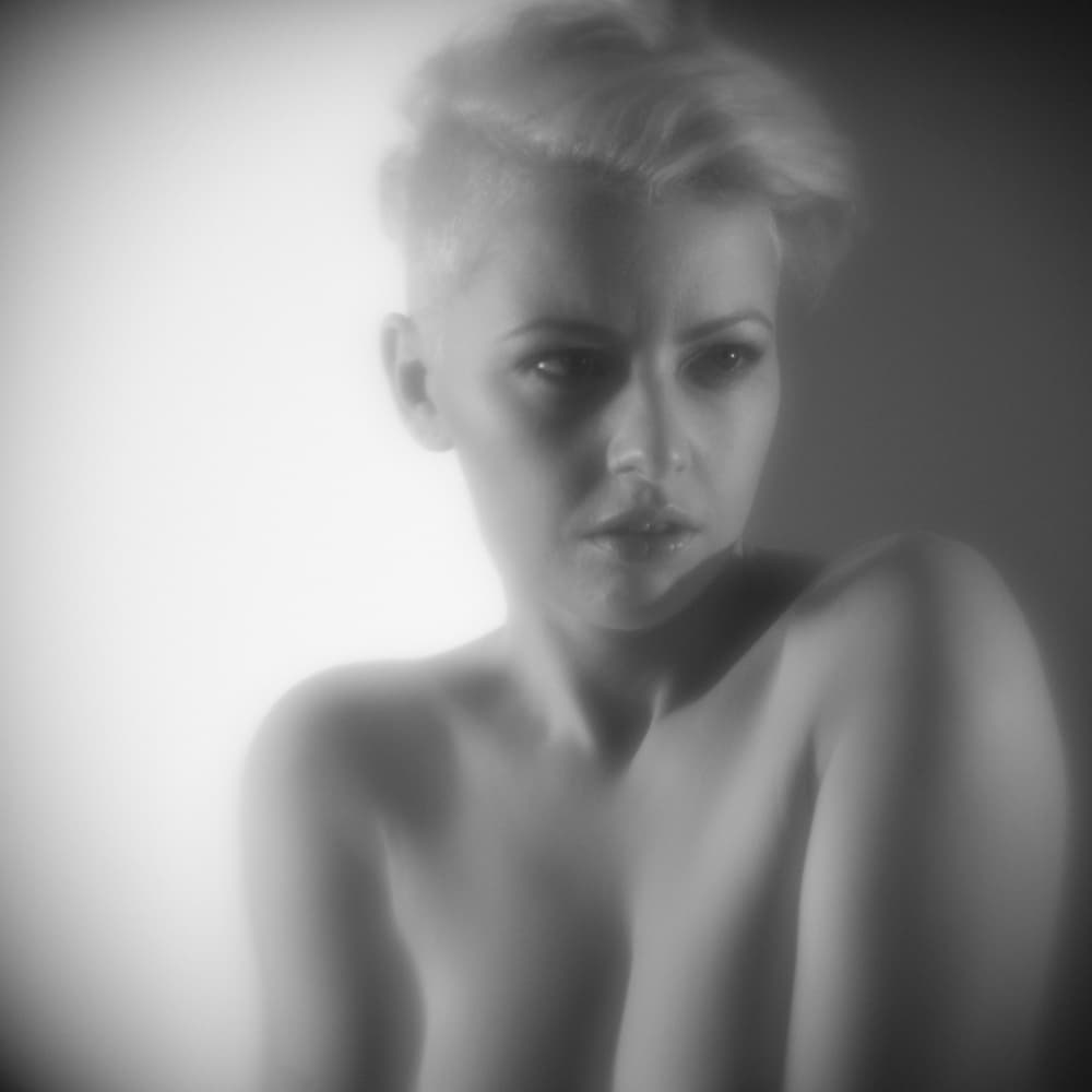 Sensual Black White Portrait by Mel Brackstone — canvas wall art