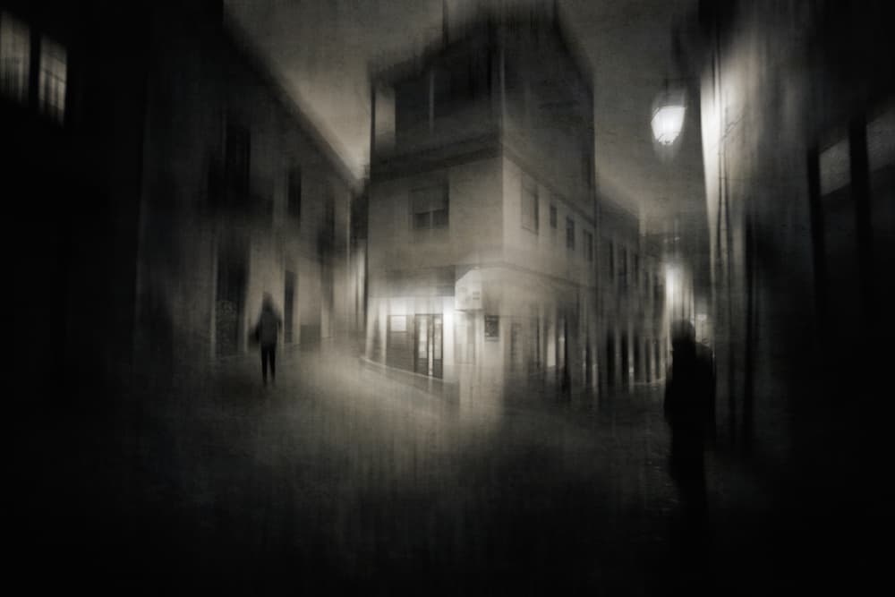 Blurred Night Walk by Charlaine Gerber — canvas wall art