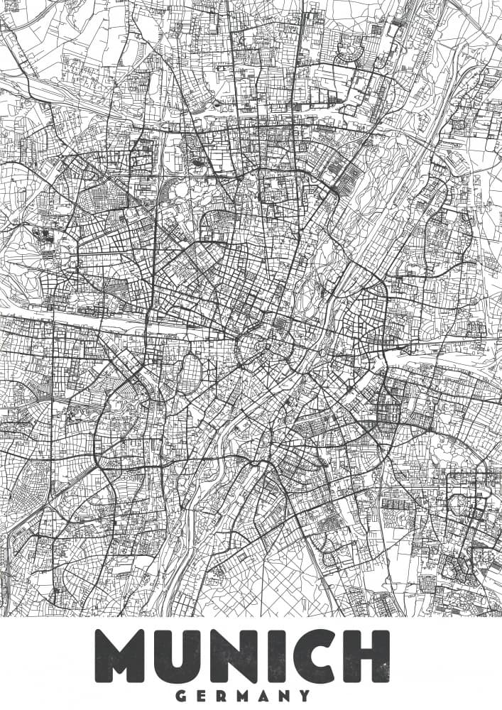 Munich City Map by Nicholas — canvas wall art