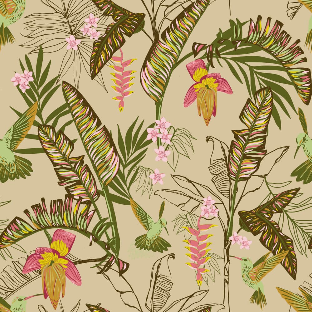 Lush Tropical Hummingbirds by Alexandra Weise — canvas wall art
