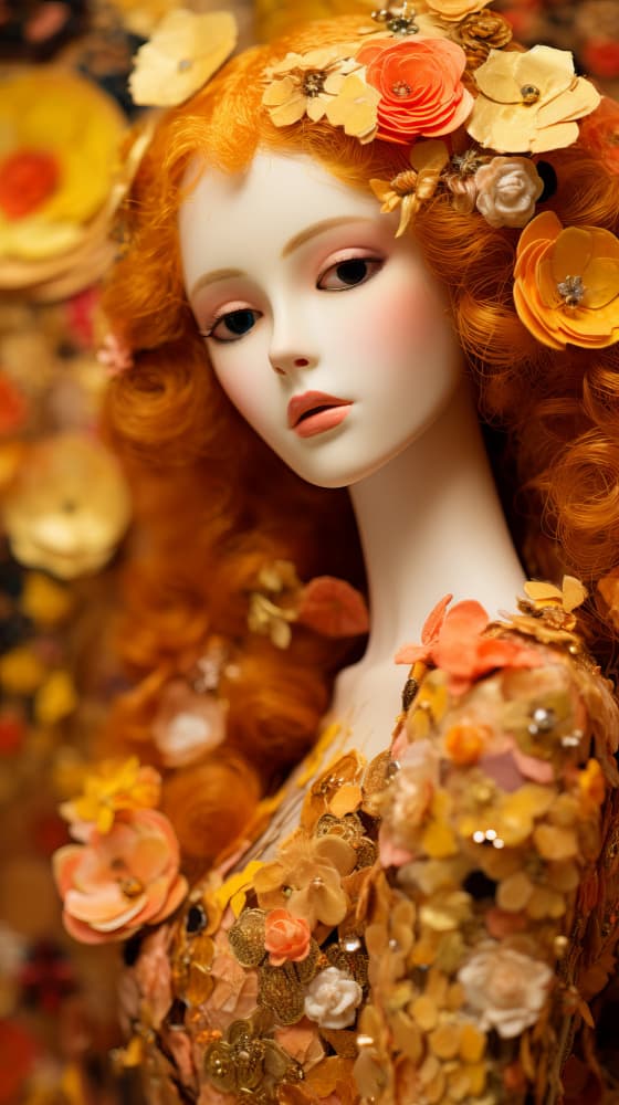Autumn Floral Doll by Bilge Paksoylu — canvas wall art