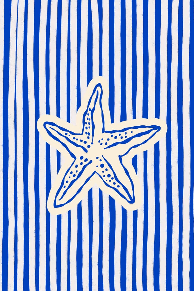 Blue Striped Starfish by Treechild — canvas wall art