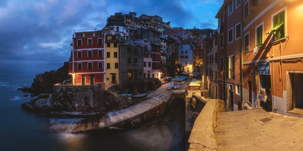 Dusk in Riomaggiore by Jean Claude Castor — canvas wall art