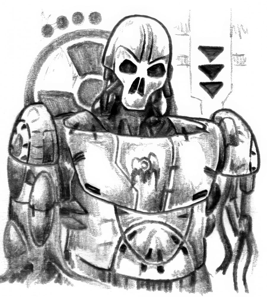 Robotic Skull Warrior by Kulik — canvas wall art