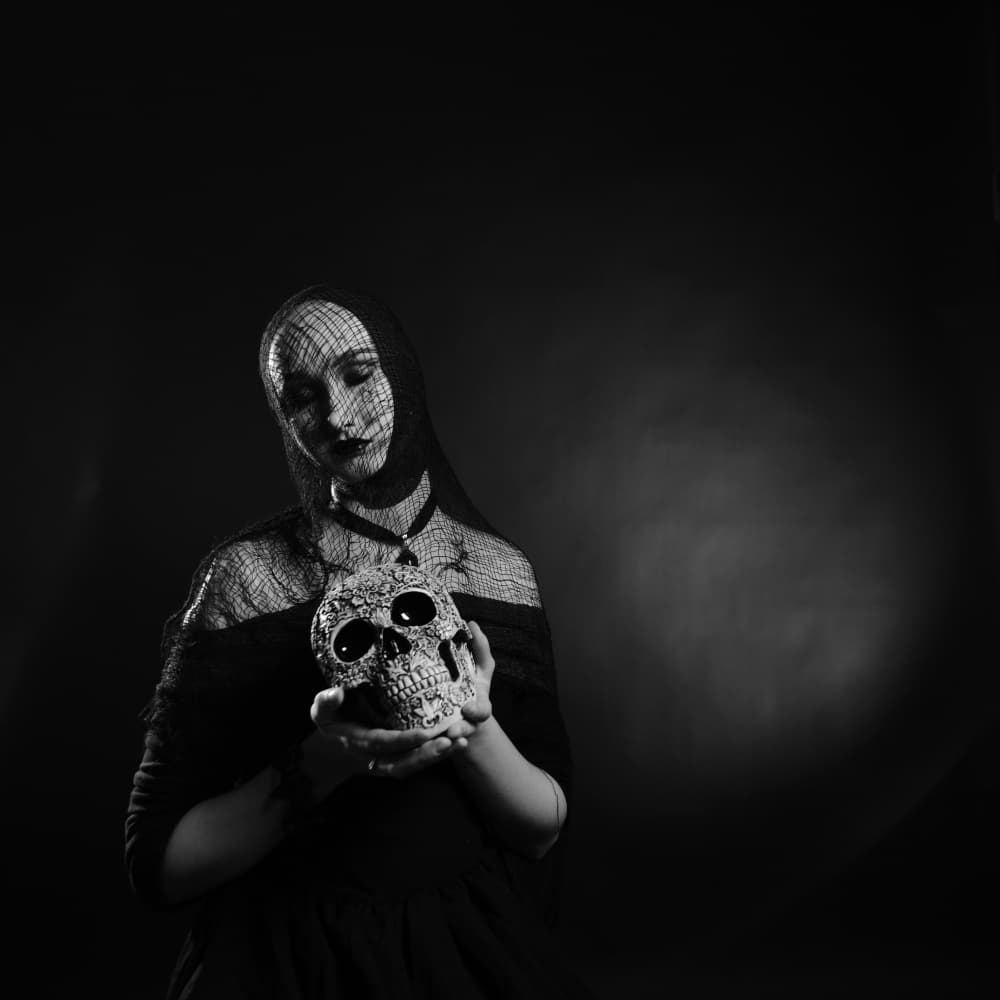 Mysterious Skull Portrait by Rachel Pansky — canvas wall art
