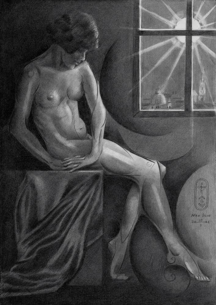 Elegant Figure Window View by Corné Akkers — canvas wall art