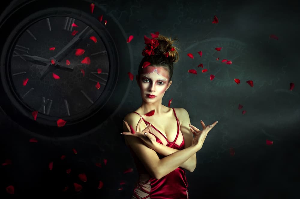 Red Petals Dark Fantasy by Adela Lia Rusu — canvas wall art