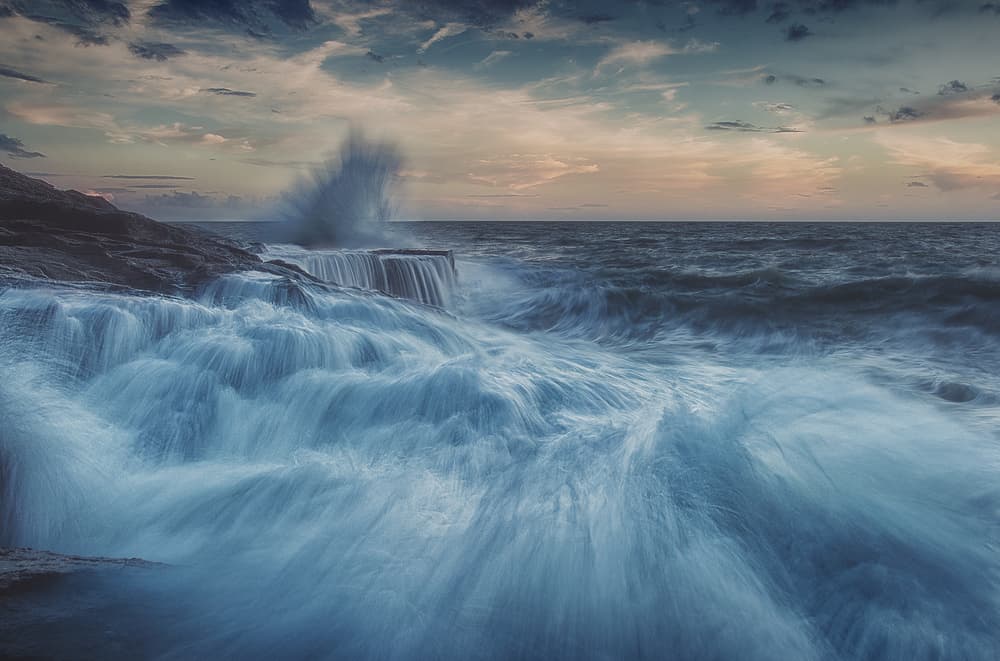 Crashing Twilight Ocean by Paolo Lazzarotti — canvas wall art