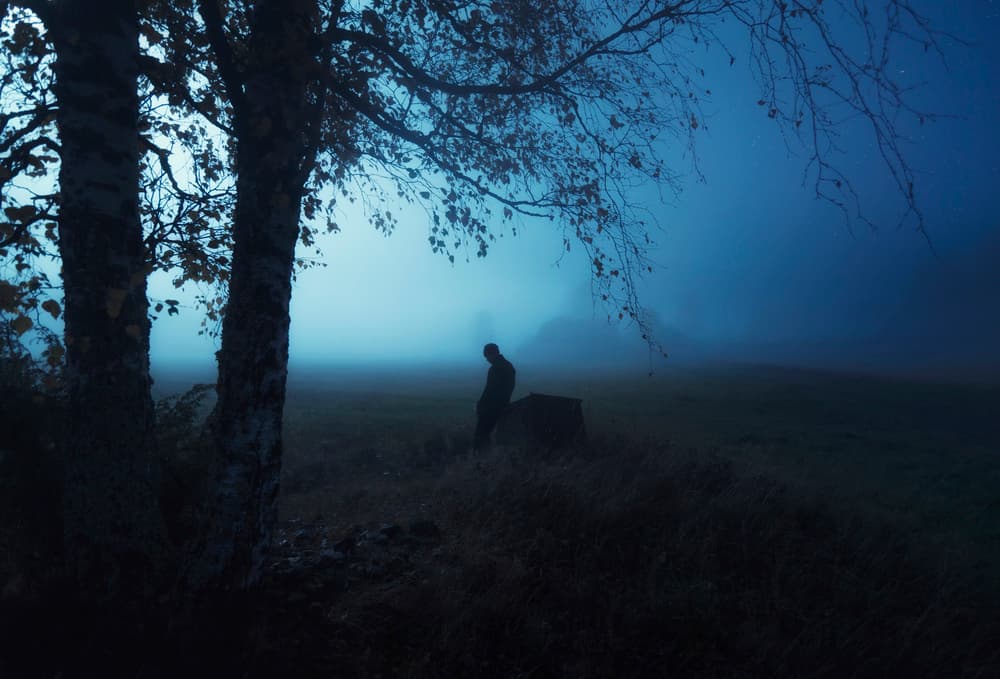 Man In Blue Fog by Mika Suutari — canvas wall art